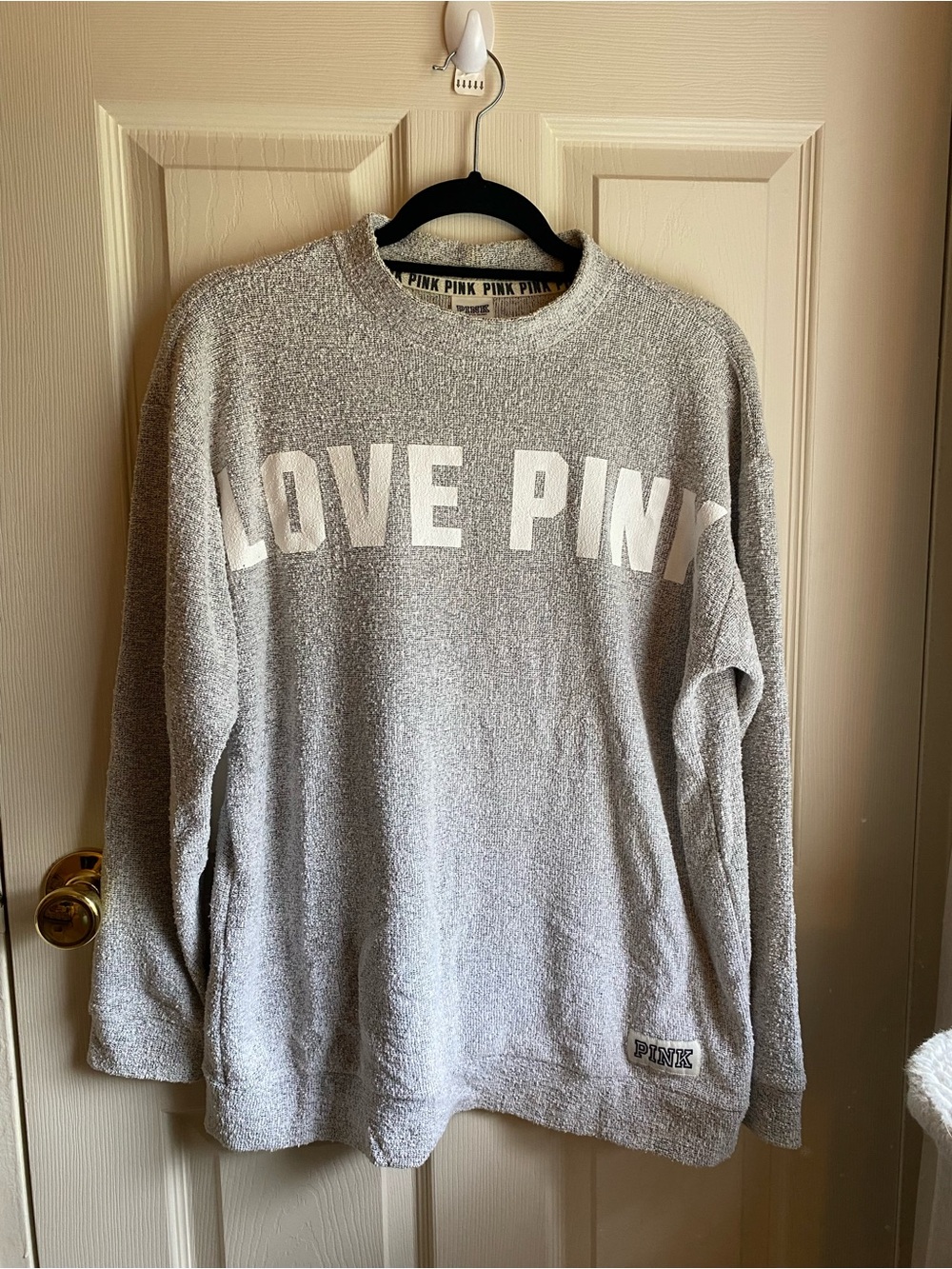 Victoria's Secret PINK Grey 'LOVE PINK' Crewneck Sweater